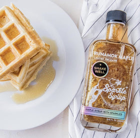 Packaging box of Runamok Sparkle Syrup shown for gifting