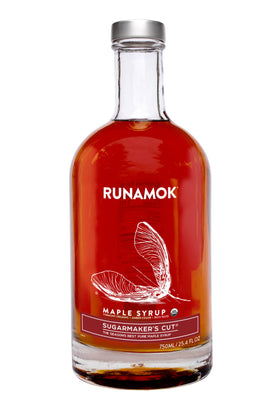 Runamok Sugarmaker's Cut front bottle showing amber color for breakfast drizzle.
