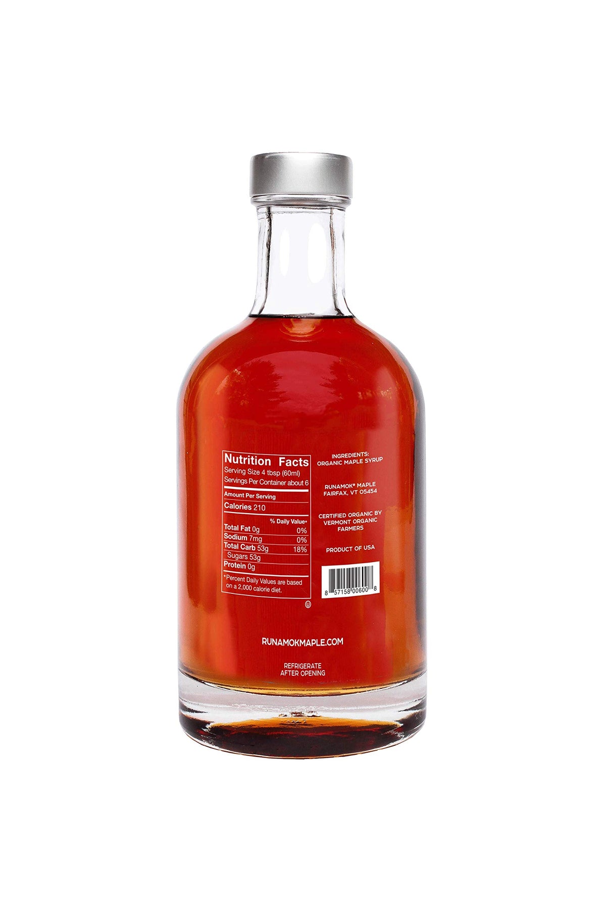 Close-up of Runamok Sugarmaker's Cut maple syrup label