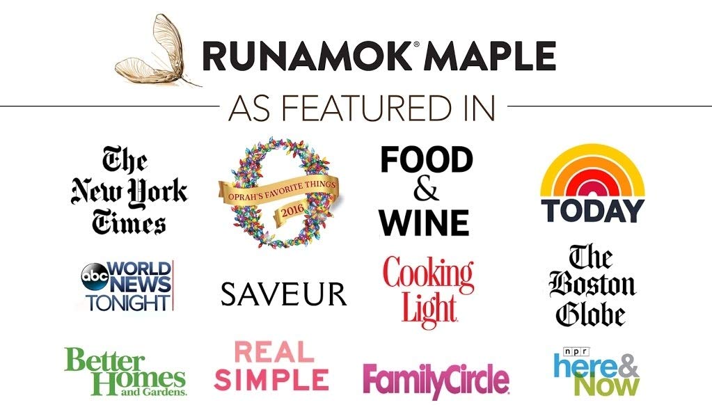 Organic certification and Bird Friendly status on Runamok syrup packaging.