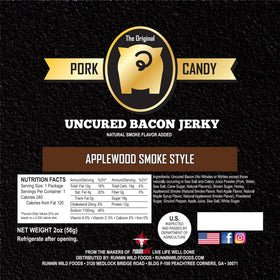 RunninWild Bacon Jerky texture detail emphasizes tenderness and moisture in premium snack.