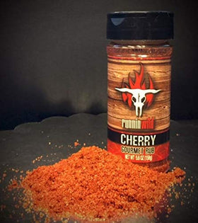 RunninWild Cherry Rub packaging highlights no MSG and no artificial flavors.
