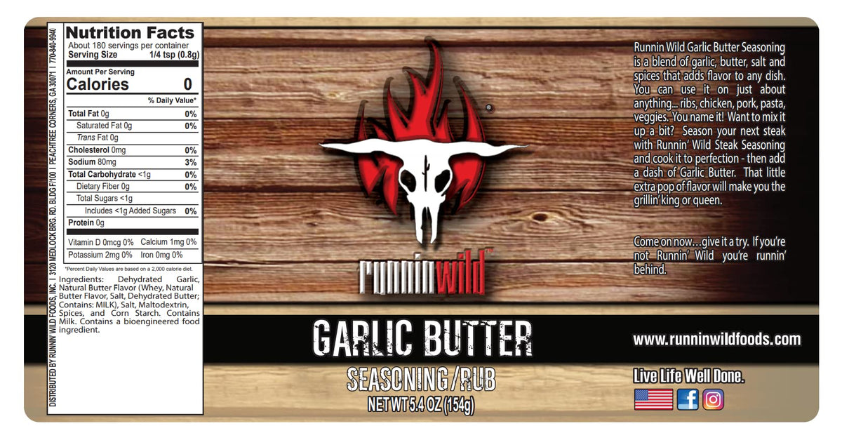 Runnin’ Wild Garlic Butter Seasoning on chicken enhances aroma and savoriness.