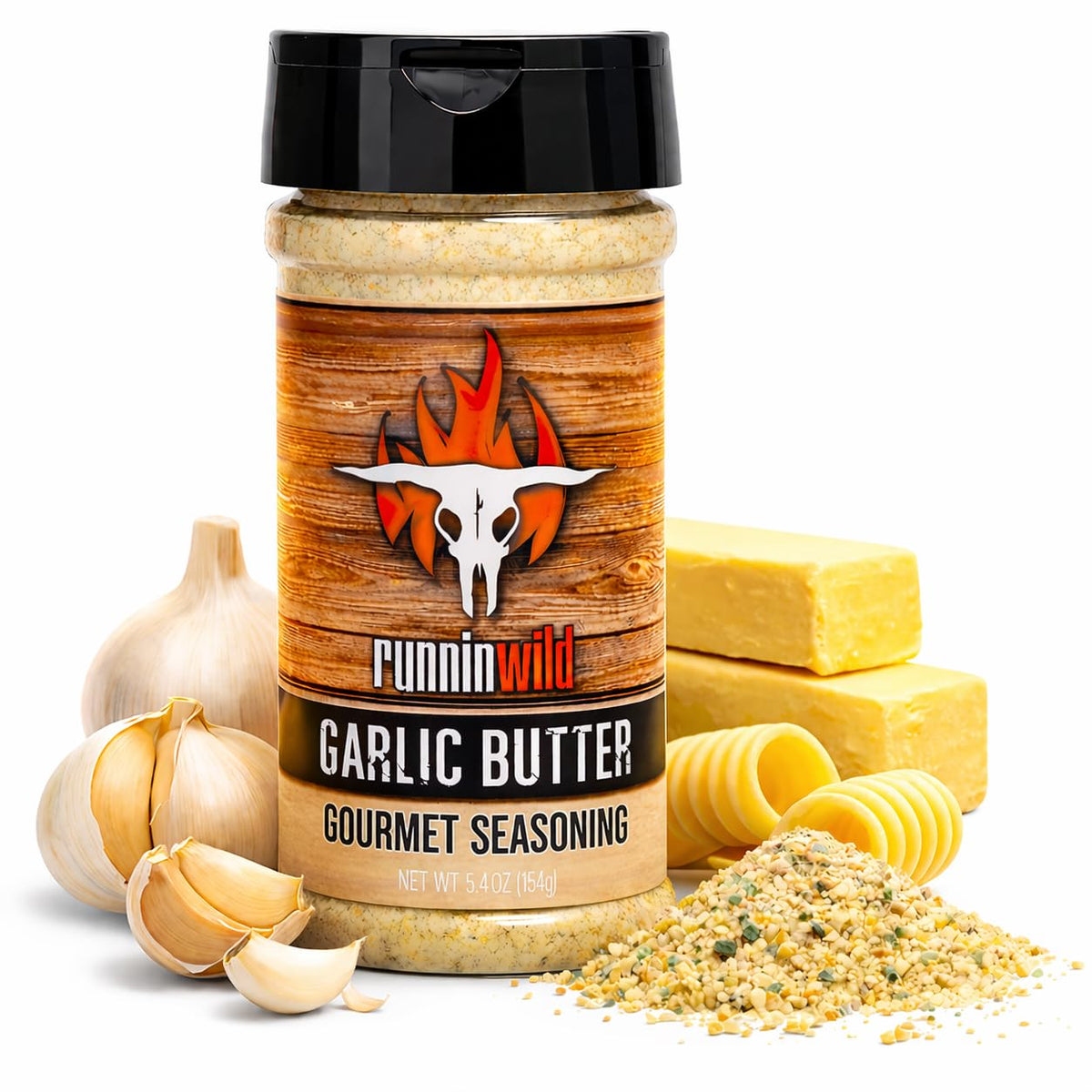 Runnin’ Wild Garlic Butter Seasoning on steak for rich, buttery garlic flavor.
