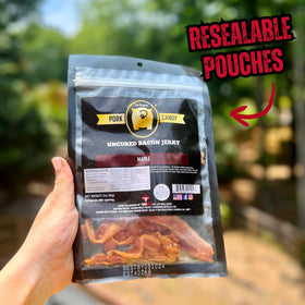 RunninWild maple bacon jerky on breakfast plate adds savory sweetness