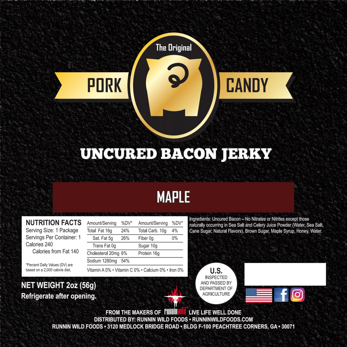 RunninWild maple bacon jerky snack-time ready bites for on-the-go