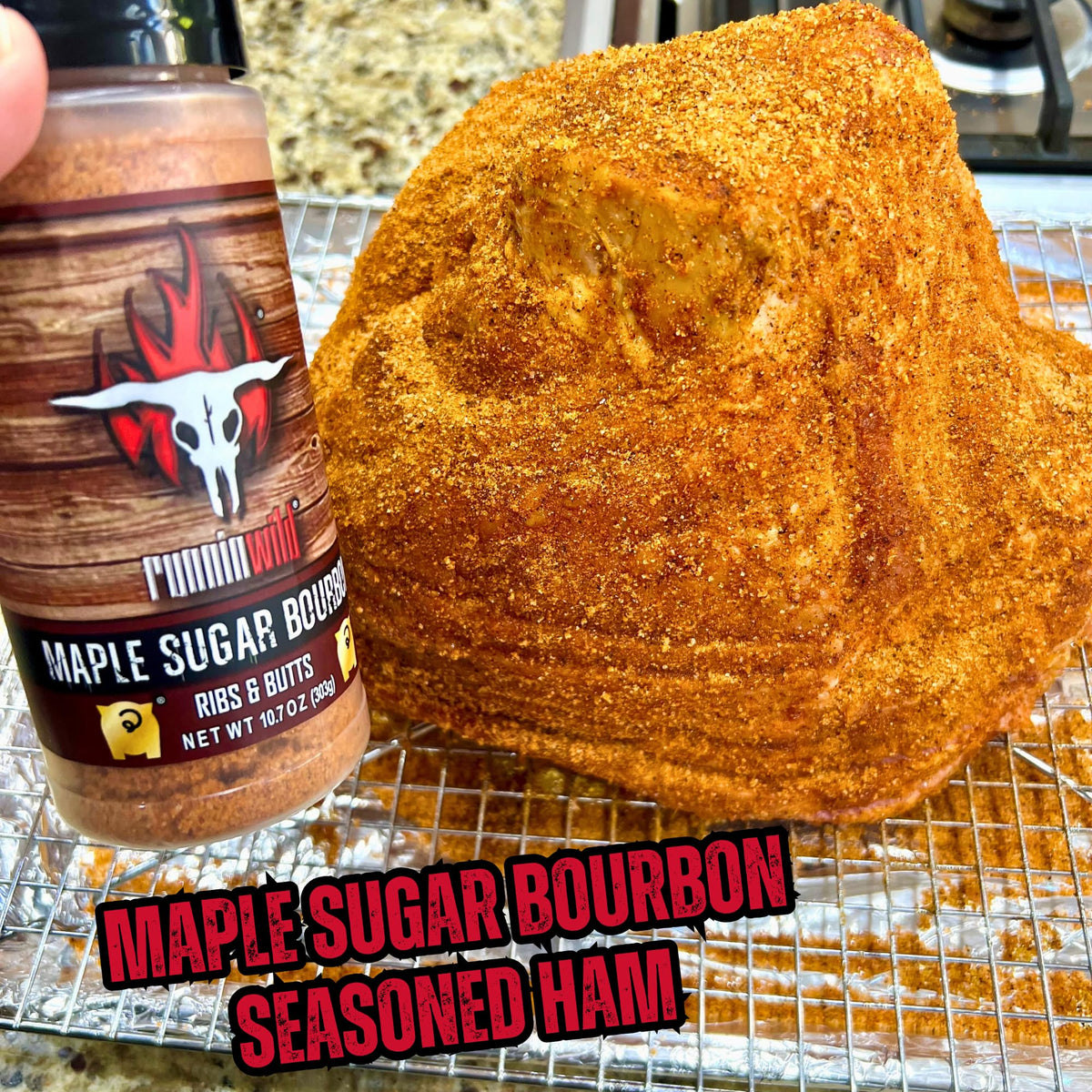 RunninWild maple bourbon rub pork shoulder ready for slow cook