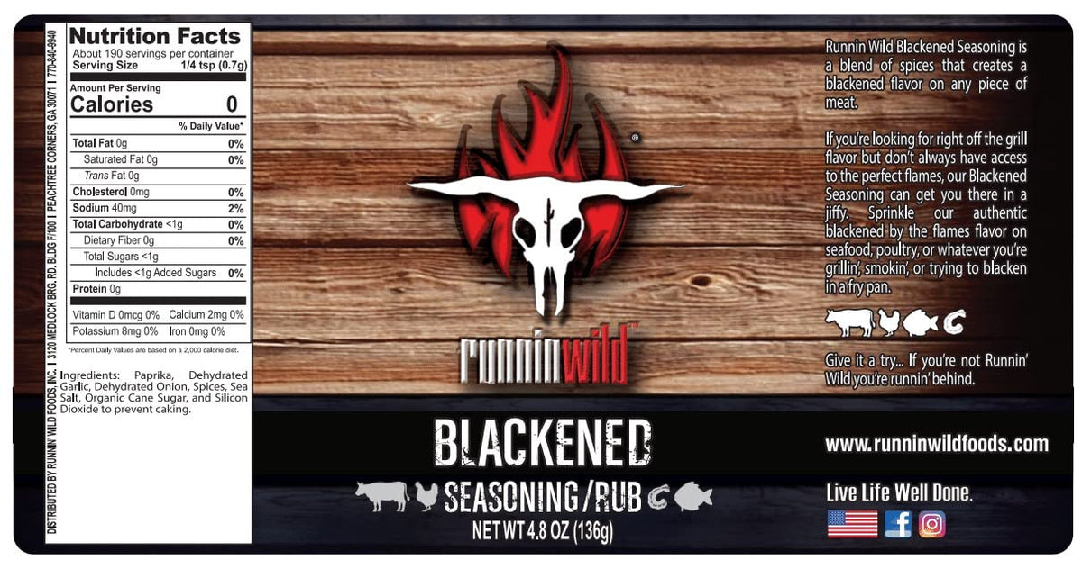 RunninWild seasoning on grill-ready platter demonstrates versatility on meats.