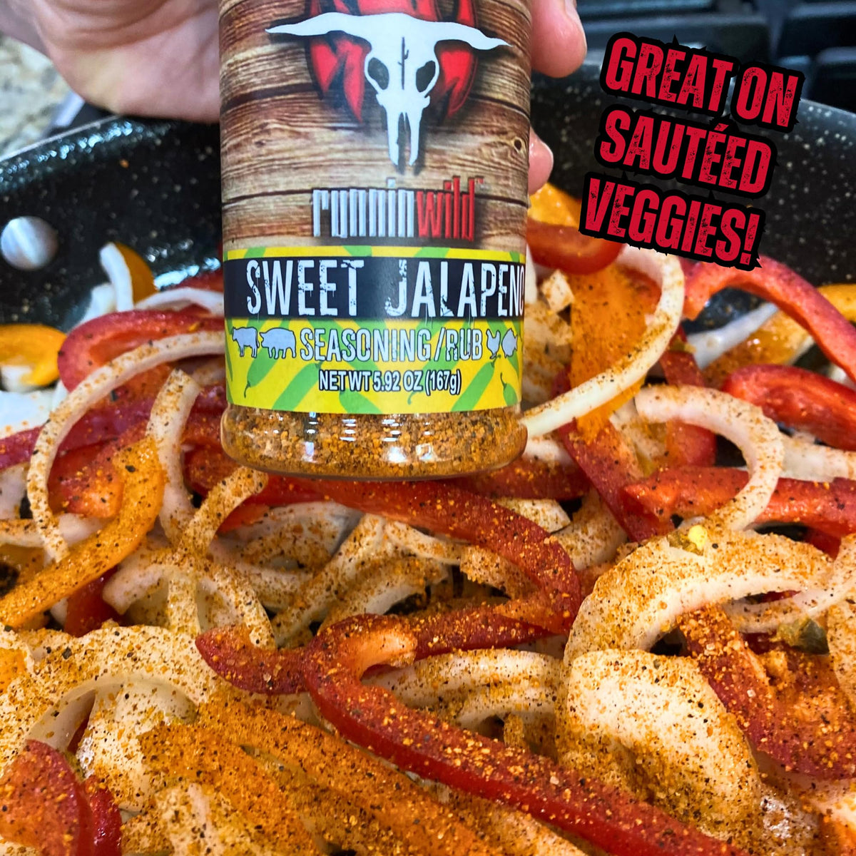 RunninWild Sweet Jalapeno highlighting honey granules in rub.
