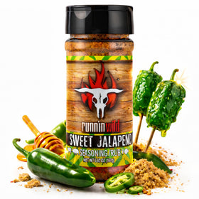 RunninWild Sweet Jalapeno Seasoning bottle front for bold grilling.