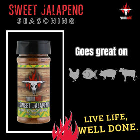 RunninWild rub being sprinkled on steak for fajitas.