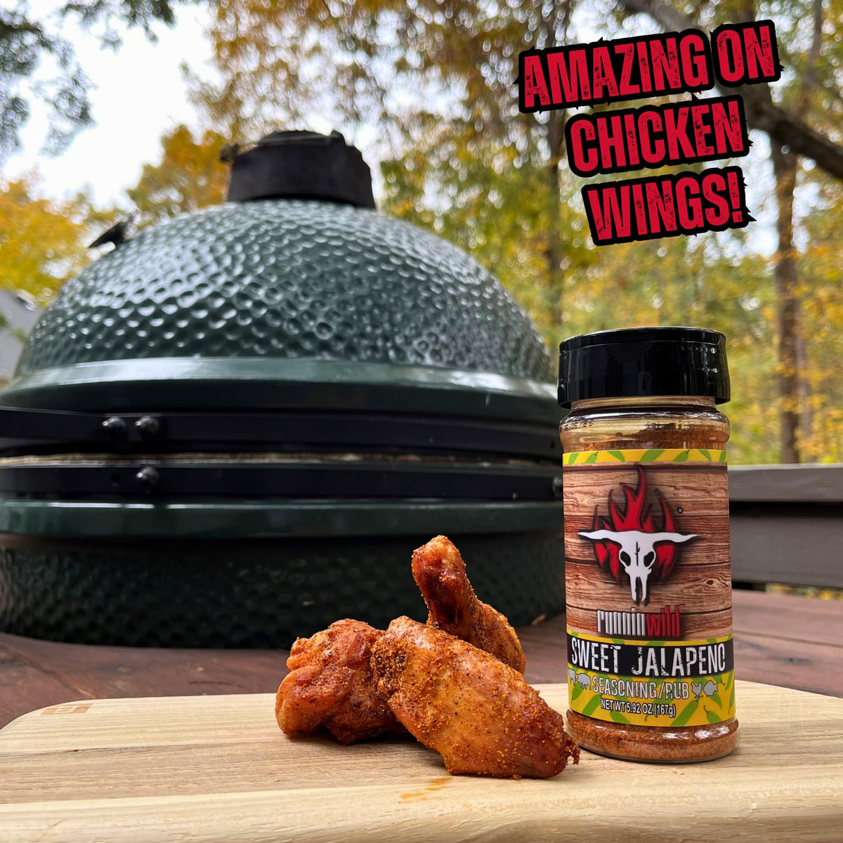 RunninWild Sweet Jalapeno Seasoning packaging on shelf.