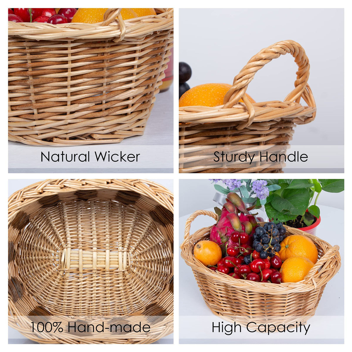 RURALITY handmade wicker basket details show sturdy country style.