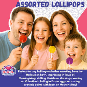 RUS Candy fruit lollipops in vibrant colors for celebrations.