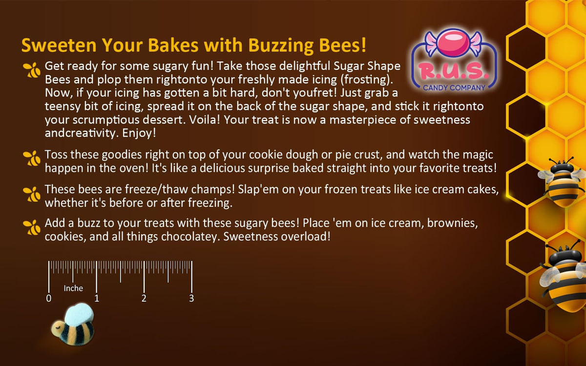 R.U.S. Candy Bumble Bee edible accents elevate dessert displays with charm.