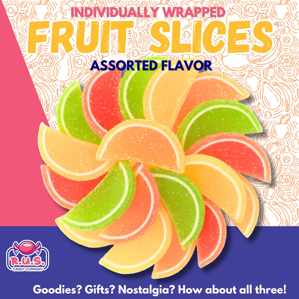 R.U.S. Candy fruit slices on a plate for nostalgic snacking