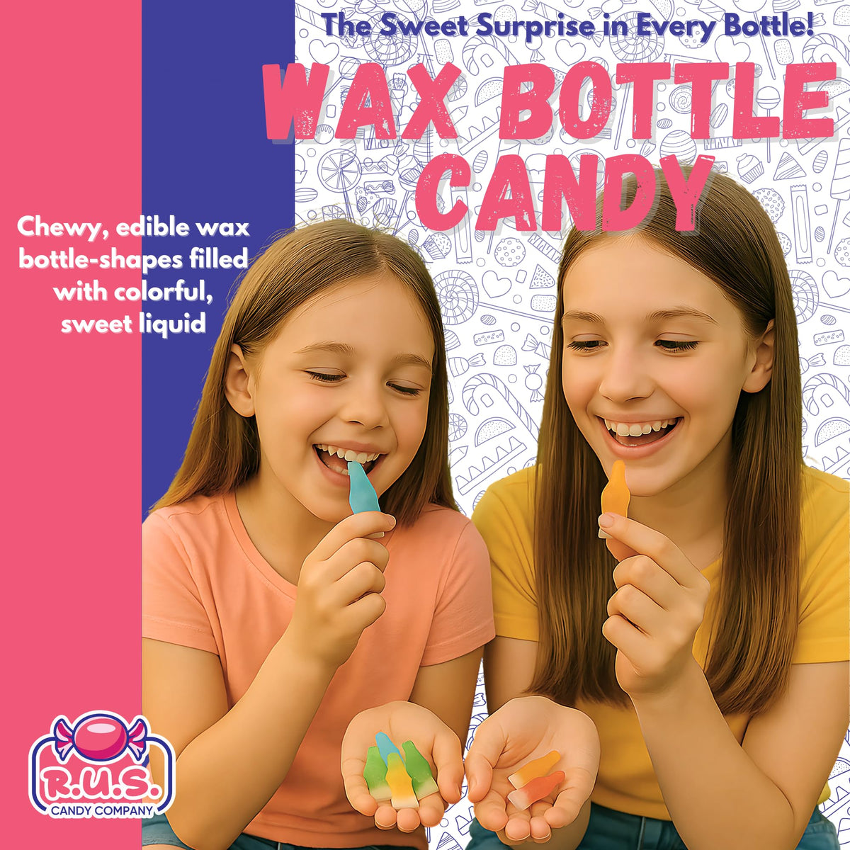 R.U.S. Candy cherry wax bottle for vibrant party trays.