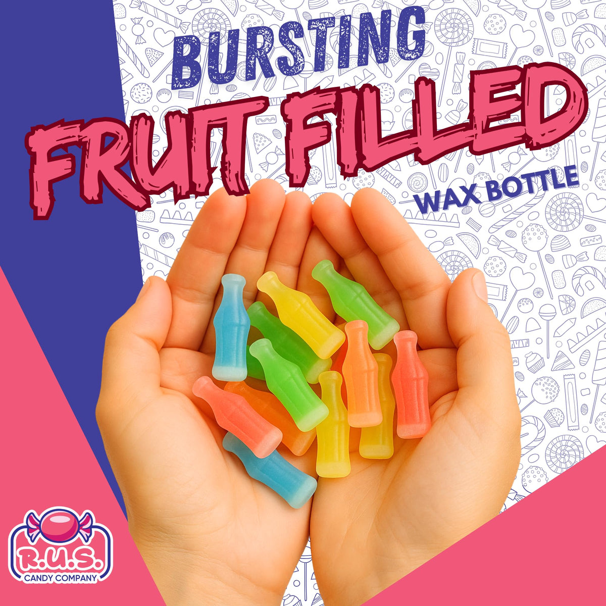 R.U.S. Candy orange wax bottle, bright citrus flavor.