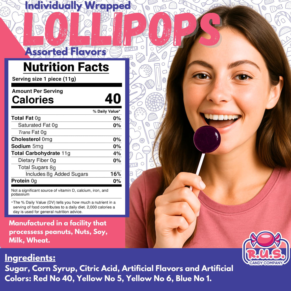 RUS Candy bulk lollipops great for classrooms and offices.