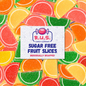RUS Candy sugar-free fruit slices bag front view, colorful snack for gatherings.