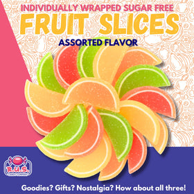RUS Candy sugar-free fruit slices packaging closeup, premium quality seals.