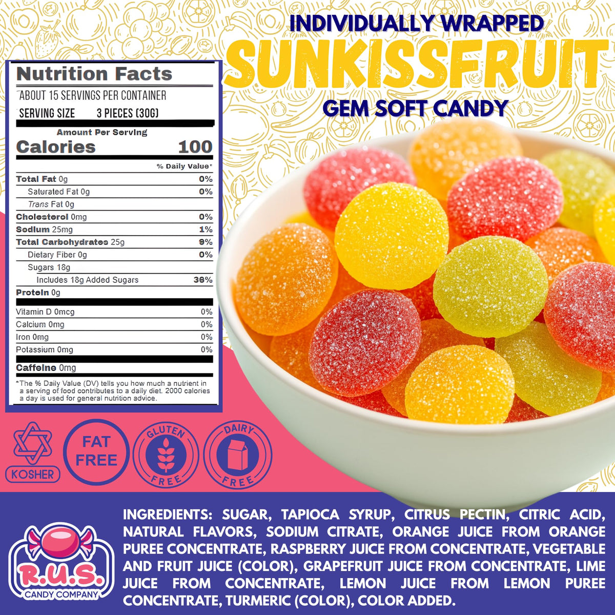 Individually wrapped SunKissFruit Gems for clean, mess-free snacking.