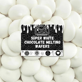 R.U.S. Candy white chocolate melts in a 32 oz bulk bag ideal for baking prep.