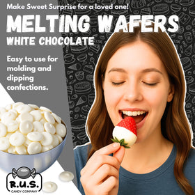 R.U.S. Candy white chocolate melts melt easily in microwave or double boiler.