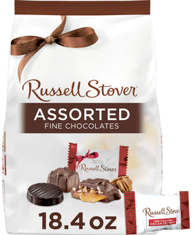 Russell Stover assorted chocolates packaging in bag, ideal for gifting.