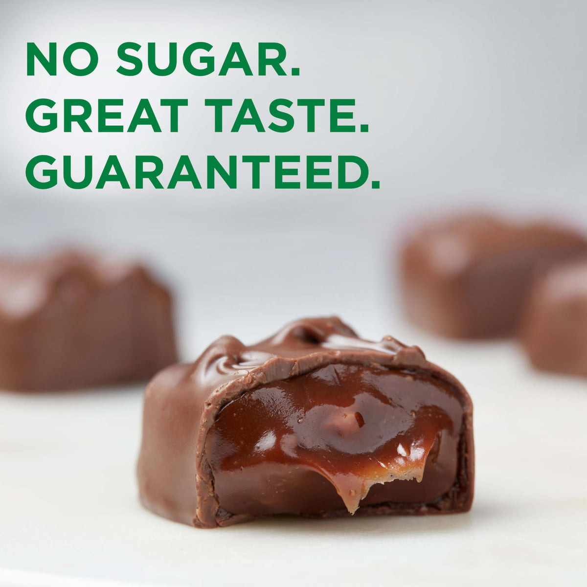 Russell Stover chocolate-covered caramels with smooth chocolate and velvety caramel