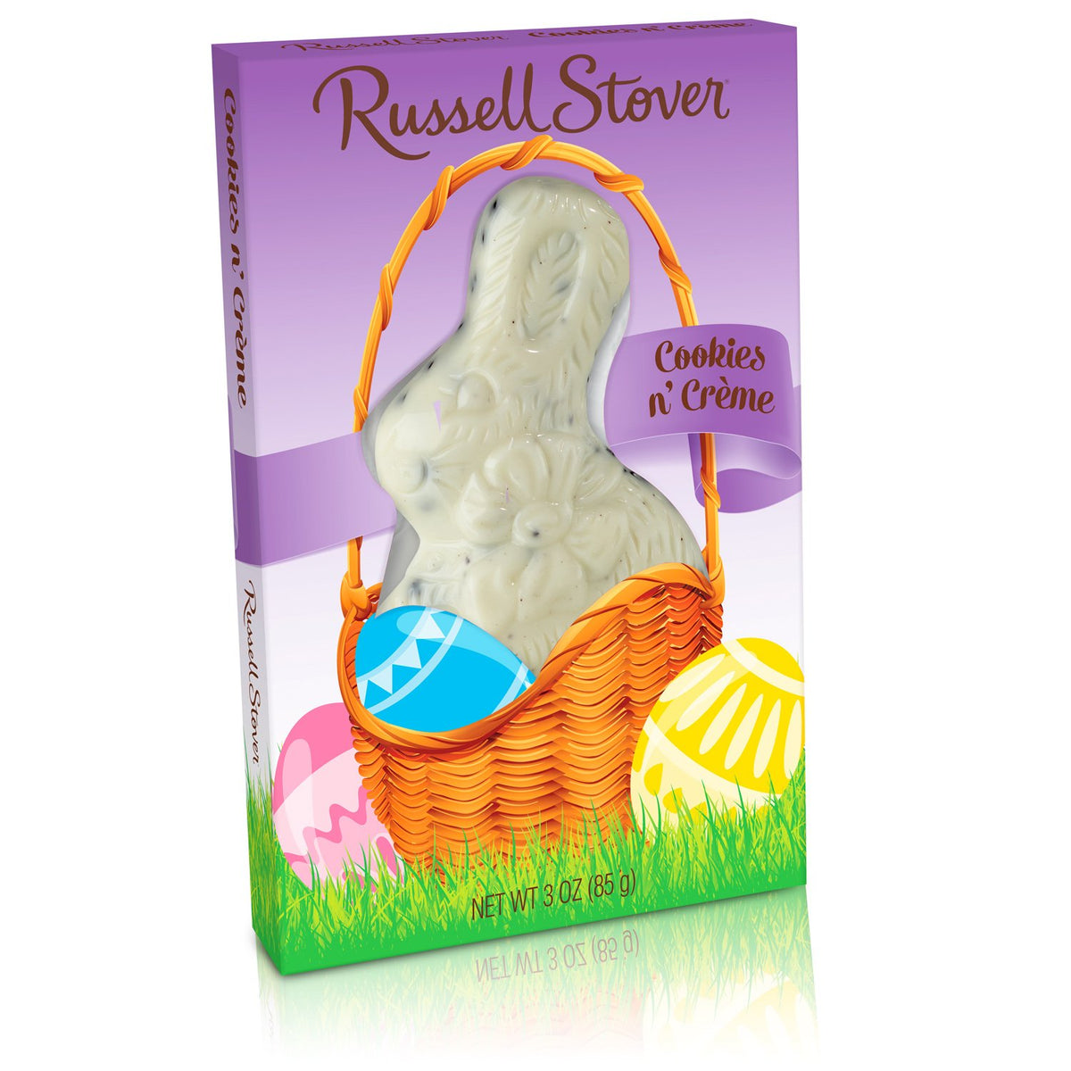 Russell Stover Cookies N Cream Easter Rabbit in a box, ideal for gifting