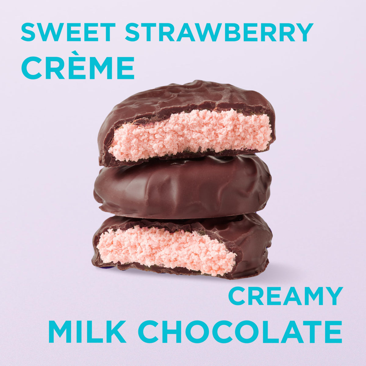 Individually wrapped Russell Stover Easter egg reveals a fluffy strawberry creme center.