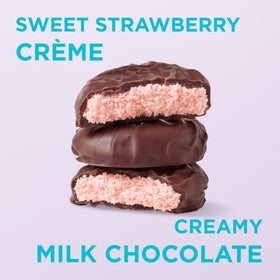 Individually wrapped Russell Stover Easter egg reveals a fluffy strawberry creme center.