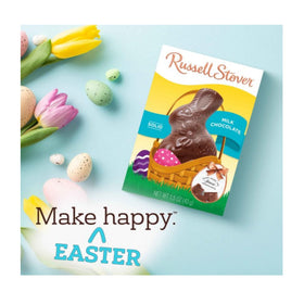 Festive Russell Stover bunny chocolates with a decorative design for celebrations.
