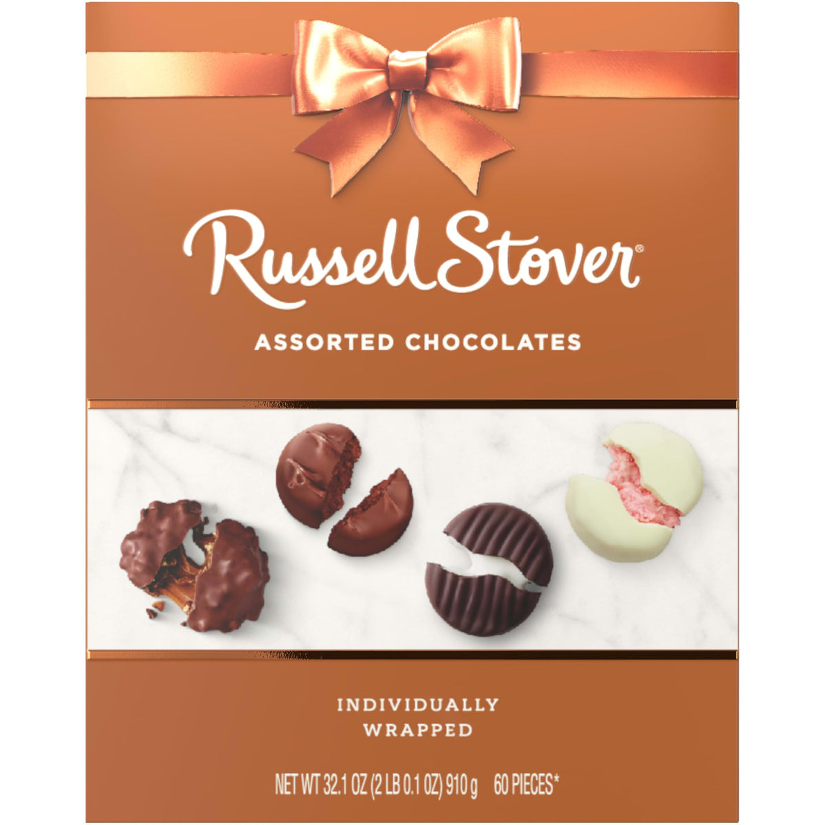 Individually wrapped Russell Stover chocolates for easy gifting.