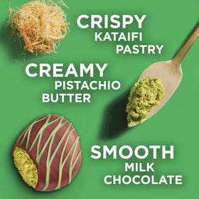 Milk chocolate coating on Russell Stover pistachio-kataifi bar