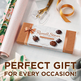 Russell Stover milk chocolate pecan delight close-up, nutty depth for a sophisticated bite.