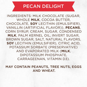 Russell Stover Milk Chocolate Pecan Delight pecans feature for crunch.