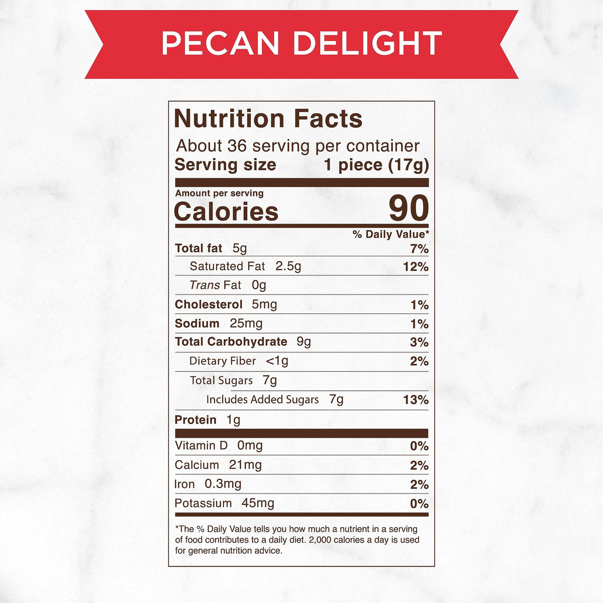 Russell Stover Milk Chocolate Pecan Delight velvety chocolate enveloping nuts.