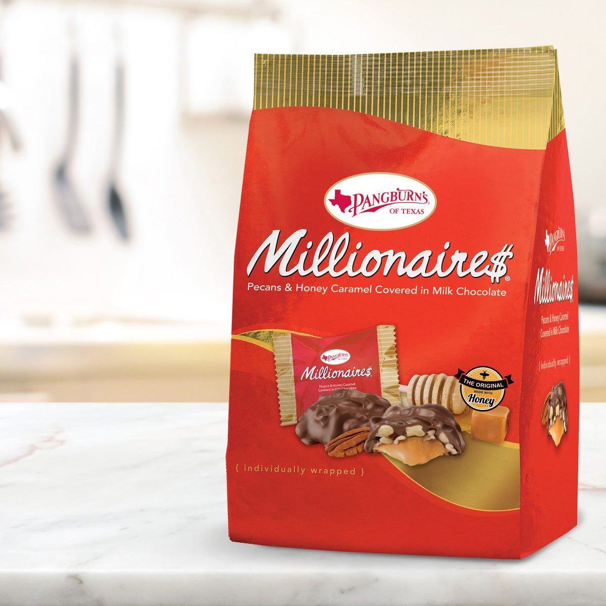 Gift-ready Russell Stover Pangburns Millionaire Gusset Bag for celebrations.