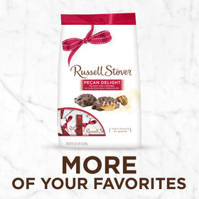 Russell Stover Pecan Delight milk chocolate-coated pecan center close-up