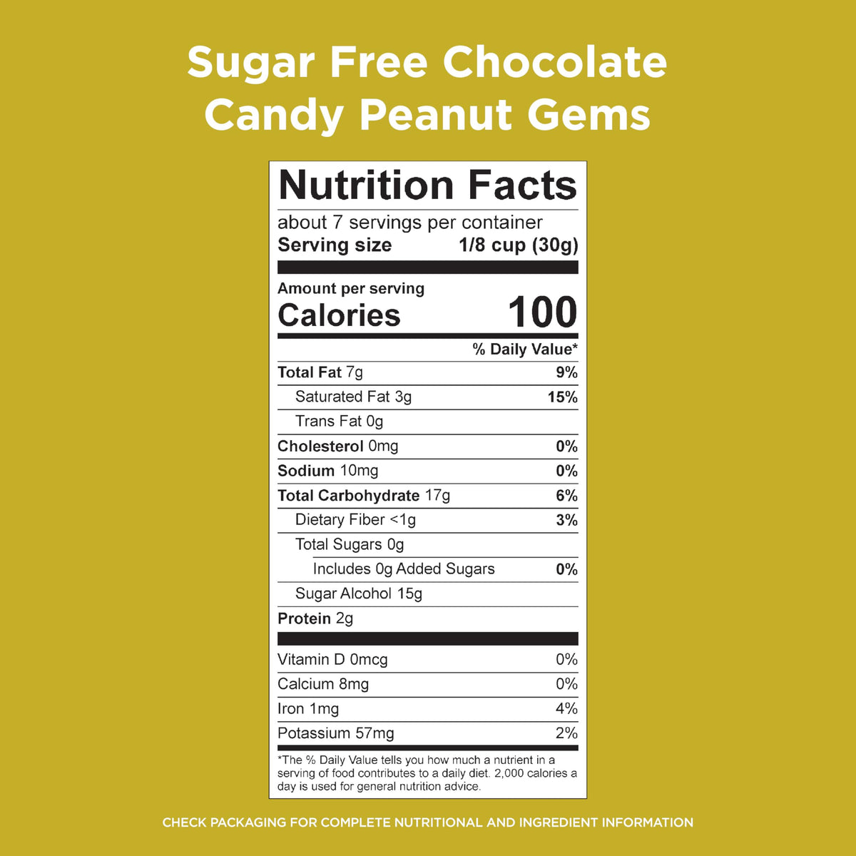 Russell Stover Sugar Free Peanut Gems 7.5 oz closeup of peanuts inside the candy.
