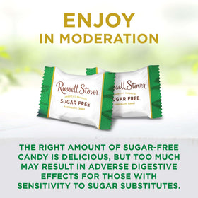 Resealable bag of Russell Stover Sugar Free Peanut Gems preserves freshness and portion control.