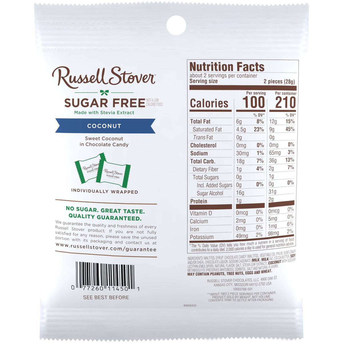 Sugar free coconut in chocolate candy: portable, tasty, and portion-control friendly