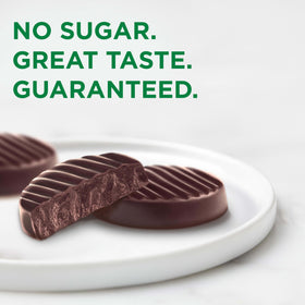 Single-serving bag of Russell Stover Sugar Free Dark Chocolate for a quick bite.
