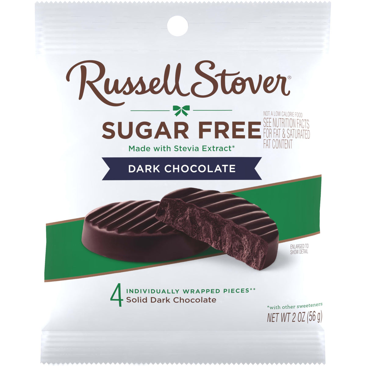 Gift-ready box or bag featuring Russell Stover Sugar Free Dark Chocolate Medallions.