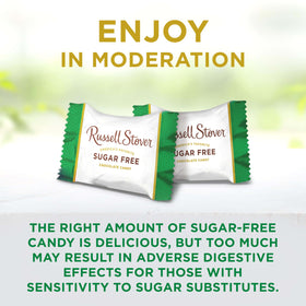 Gift display of Russell Stover Sugar Free Dark Chocolate Pecan Delights for gifting ideas.