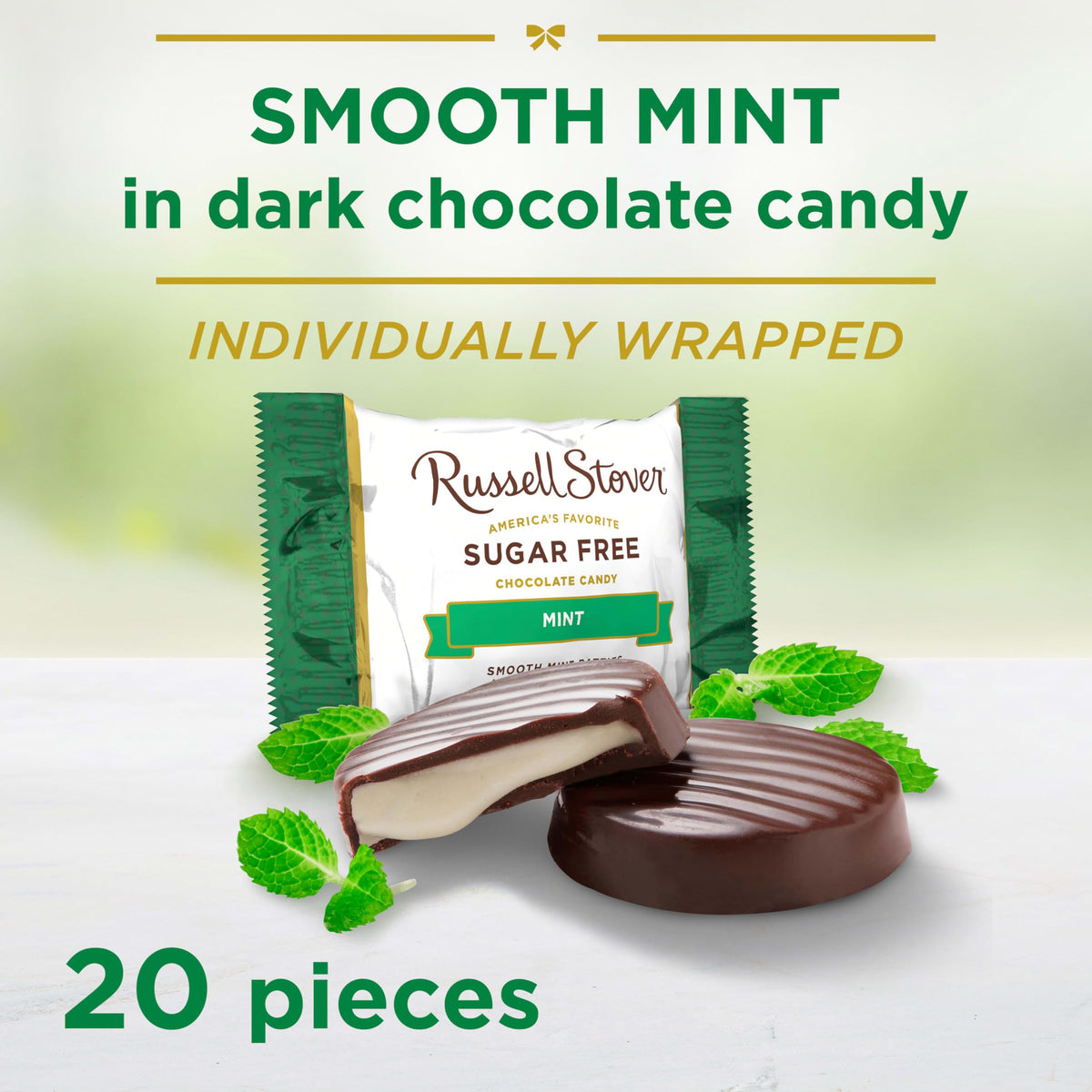 Russell Stover Sugar Free Mint Patties mint-cream close-up showing creamy texture