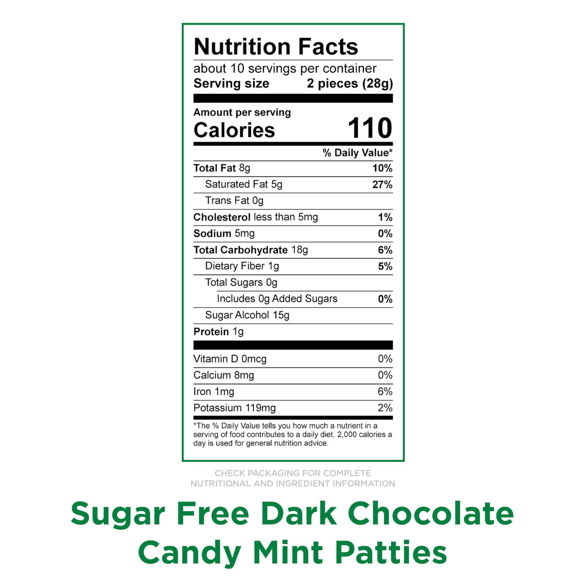 Russell Stover Sugar Free Mint Patties stevia-ingredient highlight for sugar-free enjoyment
