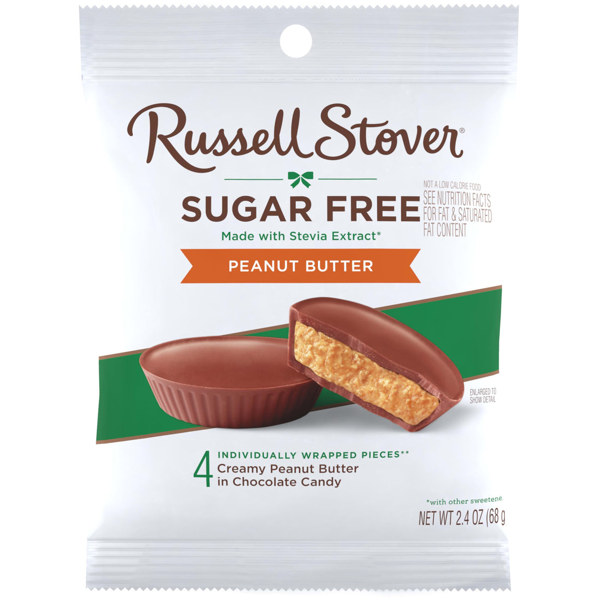 Gift-ready packaging featuring Russell Stover branding and sugar-free promise